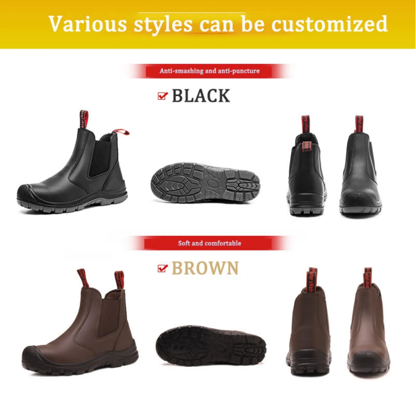 Newstyle Genuine Leather Safety Boot for Men Women Casual Safety Work Shoes  PU Outsole Steel Toe Winter Season for Construction