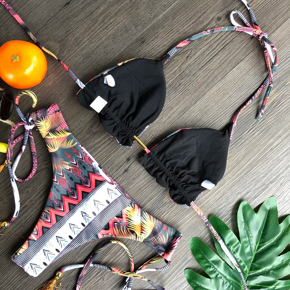 2021 Set bikini sexy 2 pezzi Hot Stamp Sport Costumi da bagno Donna Beachwear Push-Up imbottito Costume da bagno Body Bagnante squisito