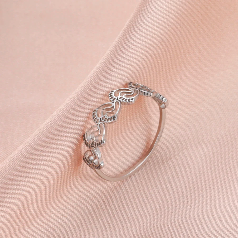 Skyrim Anello da donna in acciaio inossidabile Semplice cuore Farfalla Fasi lunari Anelli da dito geometrici Regalo di nozze per l'amante Commercio all'ingrosso