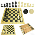 Three-in-one Wooden Chess Solid Wood Set Foldable Portable Competitive Parent-child Interactive Educational Toys