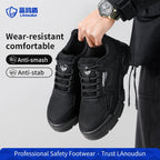 Lanoudun Black Safety Shoes For Men Women Steel Toe Puncture Proof EN Steel Toe Cap Microfiber Upper All-Season Comfort Work