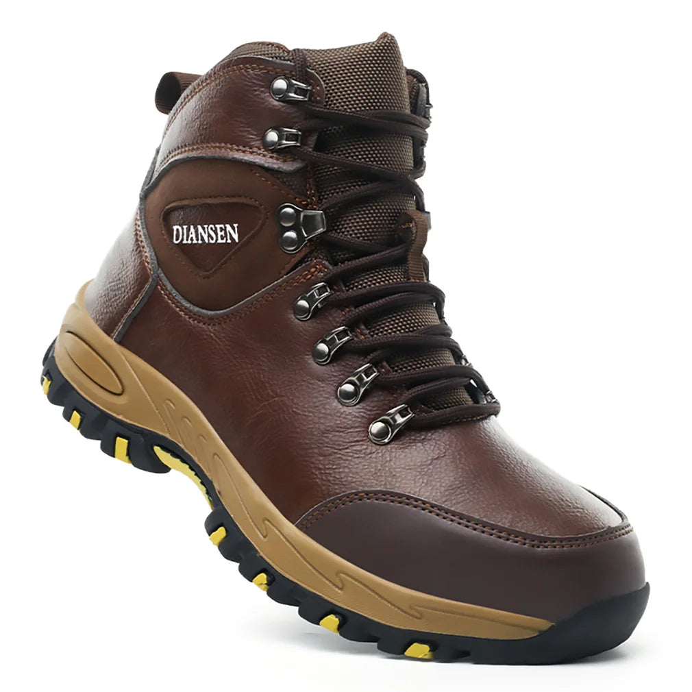 D865 Steel Toe Safety Work Anti-Puncture Anti-Smash Rubber Sole Safety Hiking Steel Toe Work Boots for Men Women