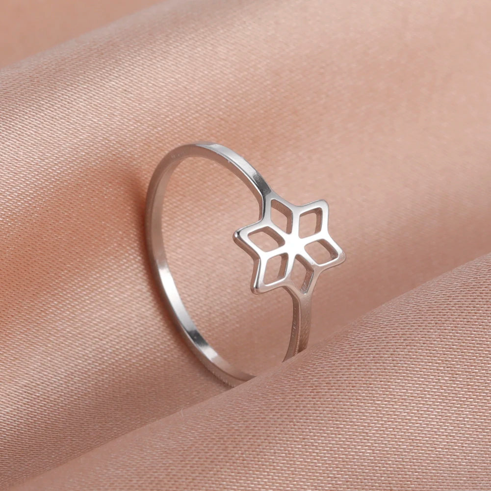 Skyrim Anello da donna in acciaio inossidabile Semplice cuore Farfalla Fasi lunari Anelli da dito geometrici Regalo di nozze per l'amante Commercio all'ingrosso