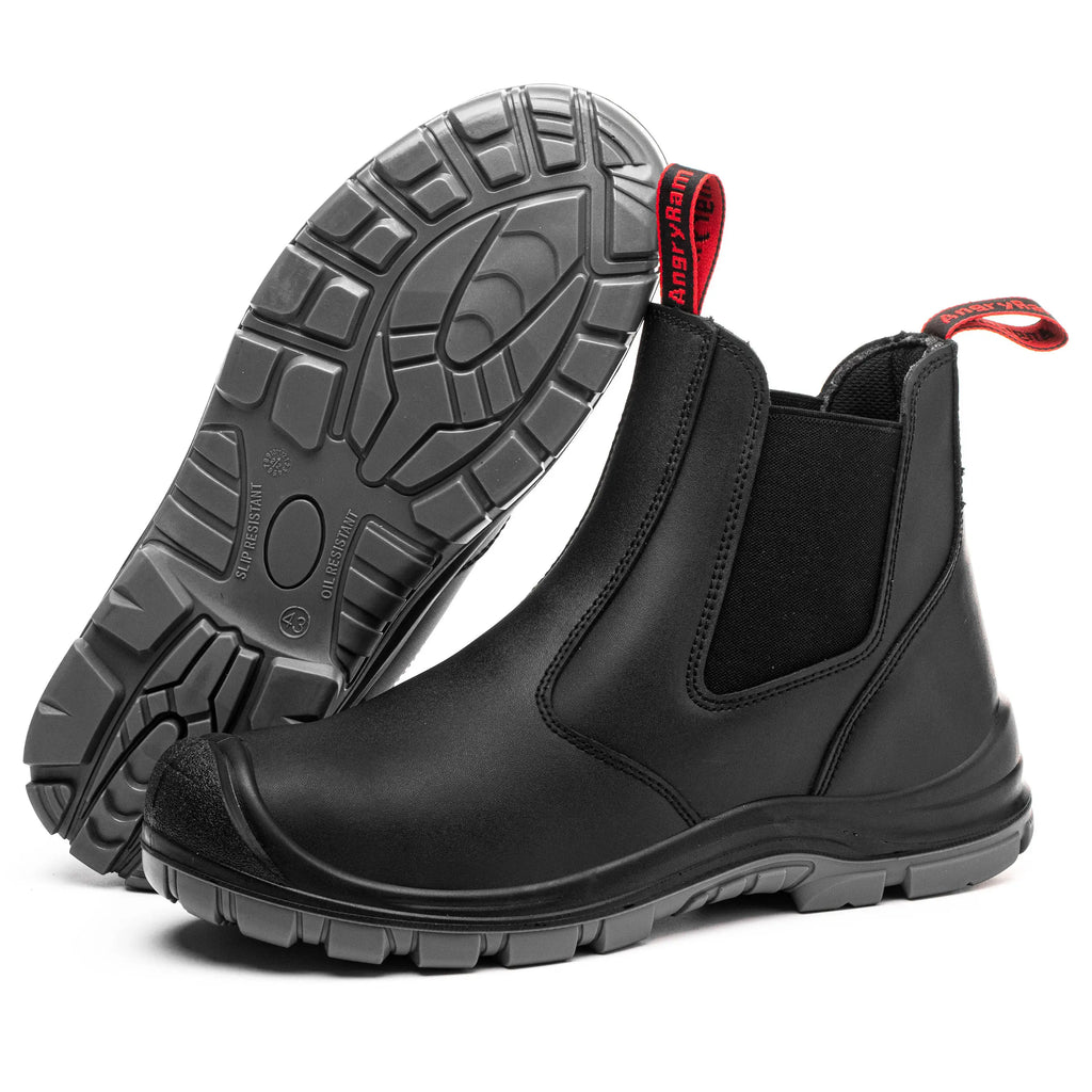 JIANKUN Unisex Genuine Leather Safety Shoes Anti-smash Anti-puncture No Laces Steel Toe Design for Men Women in Winter Spring