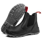 JIANKUN Unisex Genuine Leather Safety Shoes Anti-smash Anti-puncture No Laces Steel Toe Design for Men Women in Winter Spring