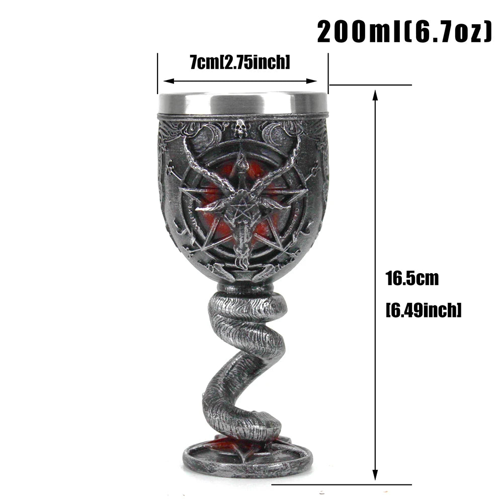 Baphomet Pentagramma Corno Calice Bicchiere da vino Gotico Wicca Pagan Mystical Tankard Caffè Boccali da birra 600ml 200ml Mistico Wicca Fan Gift