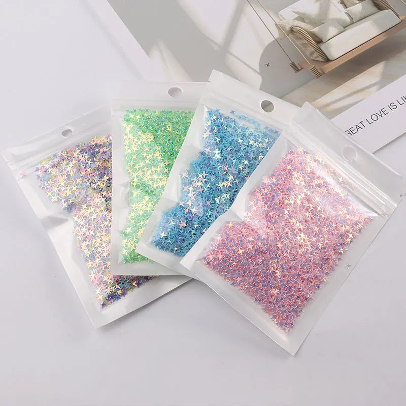 10 g/pacco 4mm Paillettes a forma di stella croce per unghie art, Paillettes glitter per manicure da donna, coriandoli per decorazioni di nozze Lentejuelas
