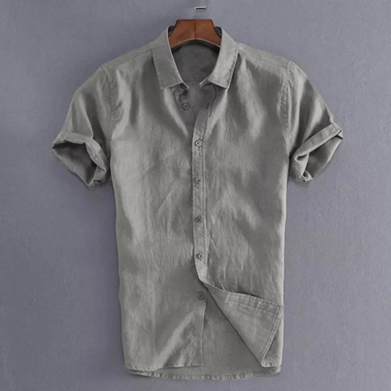 Camicie casual a maniche corte da uomo per il tempo libero Abbigliamento da strada Camicie con risvolto abbottonate in tinta unita per uomo Camicetta da vacanza vintage M-3XL