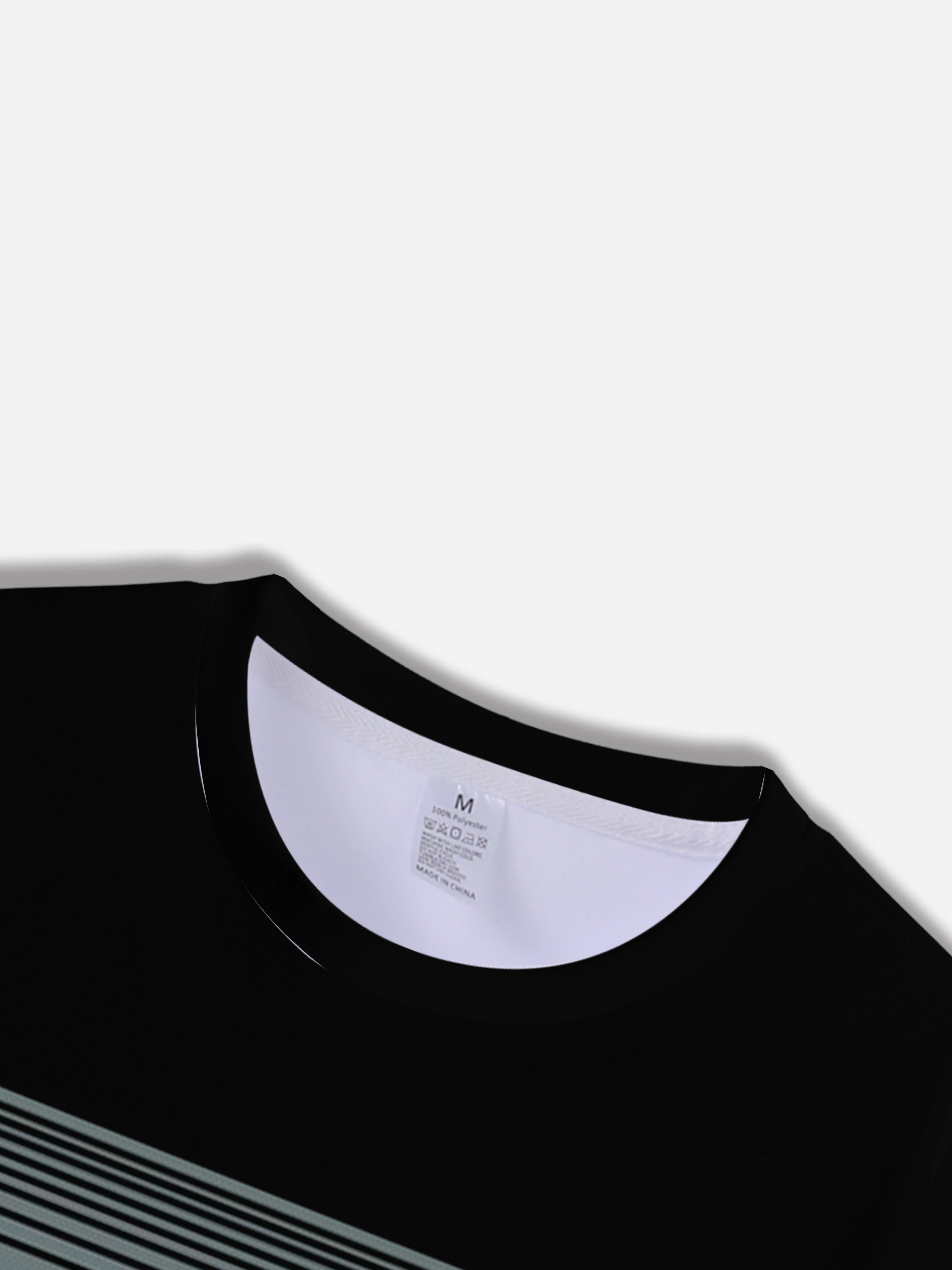Casual Printed Geometric Striped Men's T-shirt Custom Logo Wholesale 100% Polyester Anti-pilling Digital Printing T-Shirt