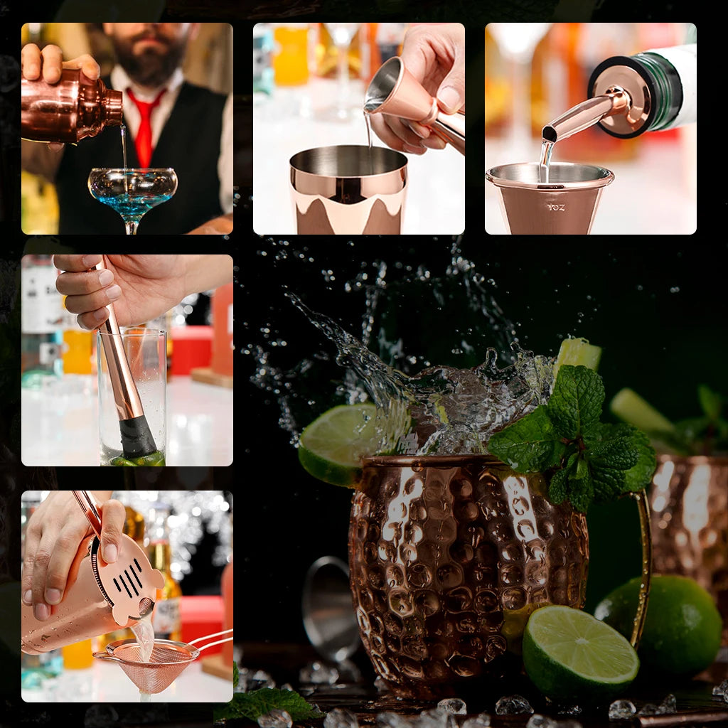 Set per Shaker da Cocktail, Kit da barista da 16 pezzi per Mixer Wine Martini, strumenti da Bar in acciaio inossidabile, accessori per feste per bevande domestiche