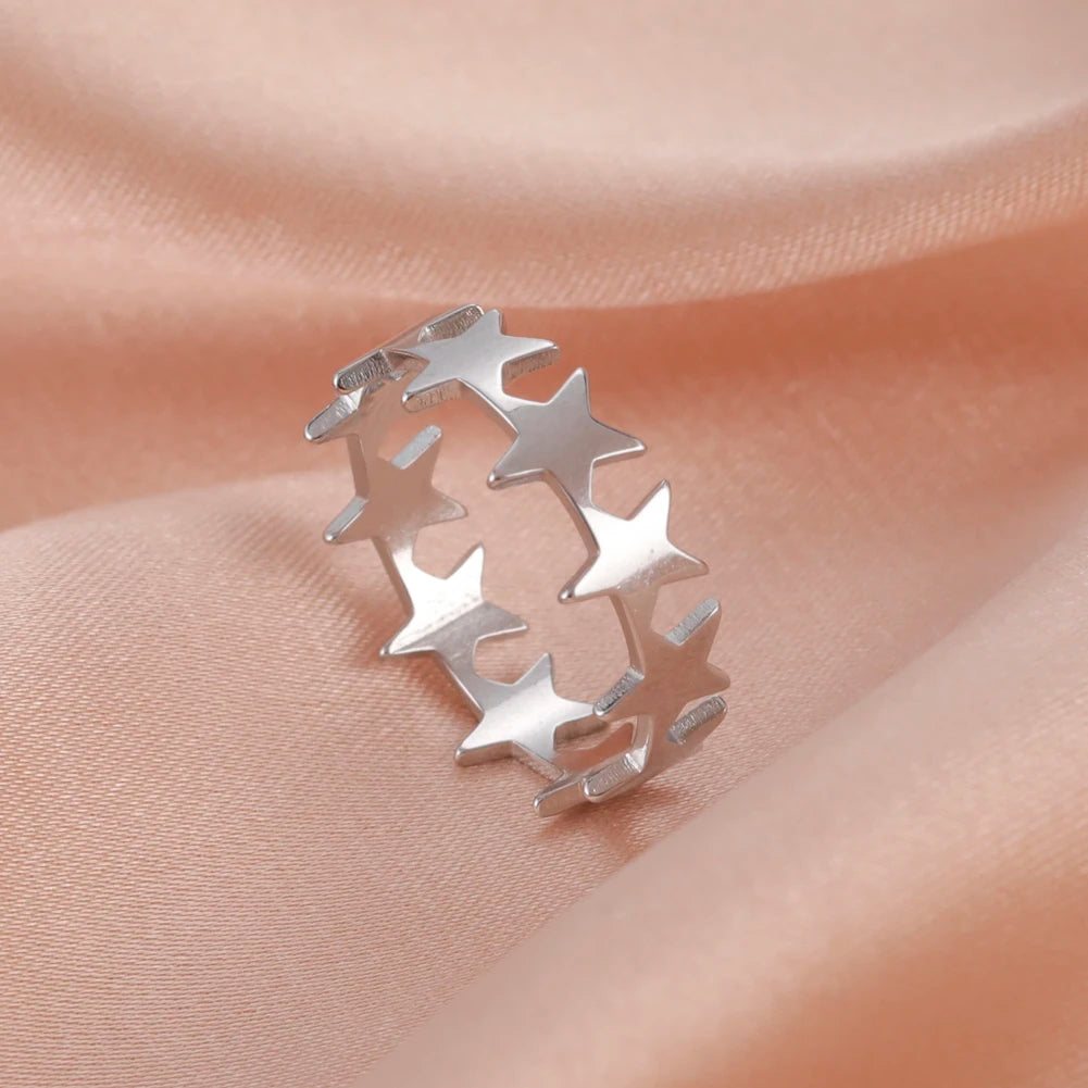 Skyrim Anello da donna in acciaio inossidabile Semplice cuore Farfalla Fasi lunari Anelli da dito geometrici Regalo di nozze per l'amante Commercio all'ingrosso
