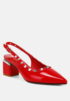 Sandali Slingback Con Borchie E Fibbia In Metallo Lucente