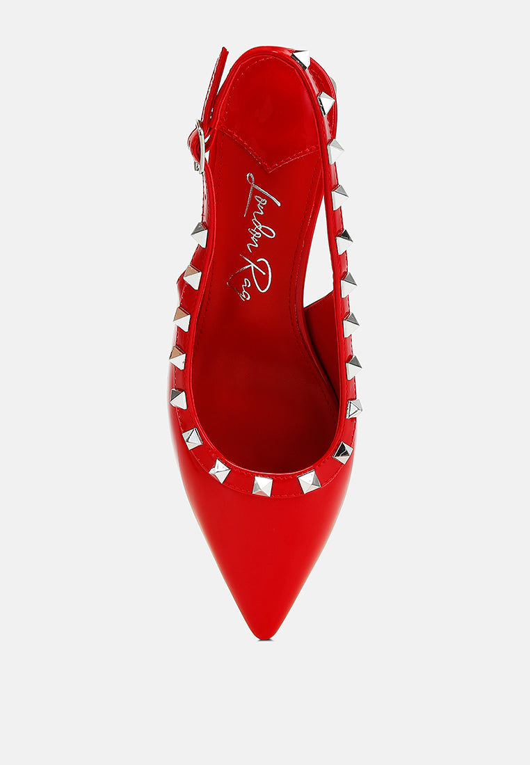 Sandali Slingback Con Borchie E Fibbia In Metallo Lucente