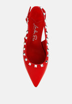Sandali Slingback Con Borchie E Fibbia In Metallo Lucente