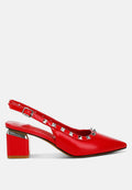 Sandali Slingback Con Borchie E Fibbia In Metallo Lucente