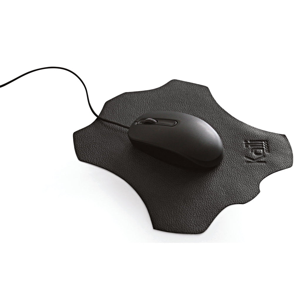Mouse Pad In Pelle Pieno Fiore Prodotto In Italia Nero 20x23 cm