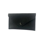 Pochette Kaili Con Patta In Pelle Pieno Grano Nera Made In Italia 13x8cm