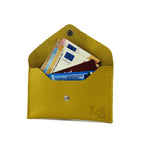 Custodia Flap In Vera Pelle Pieno Grano Dollar Giallo 13x8 Cm Con Scatola Regalo