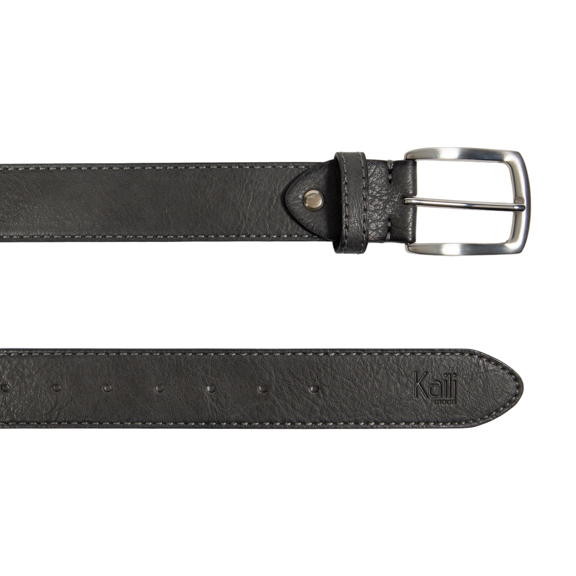 K4008KB | Men's Belt in Leather Lining Pu Finish. Anthracite color. Size: 125 x 3.8 x 0.5 cm (waist 110 cm). Packaging: hard bottom/cover Gift Box-1