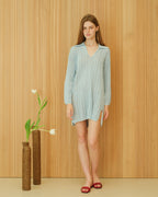 Abito Maxi In Punto Crochet Di Cotone Oversize Con Costine