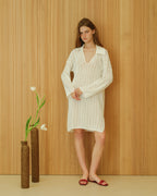 Abito Maxi In Punto Crochet Di Cotone Oversize Con Costine