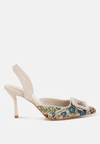 Décolleté Ricamate Stiletto con Fibbia e Slingback