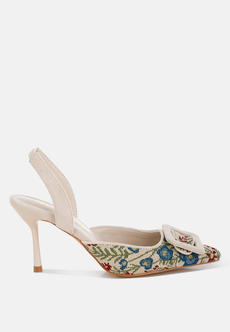 Décolleté Ricamate Stiletto con Fibbia e Slingback