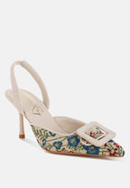 Décolleté Ricamate Stiletto con Fibbia e Slingback