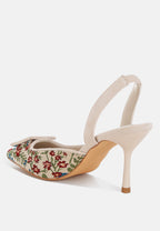 Décolleté Ricamate Stiletto con Fibbia e Slingback