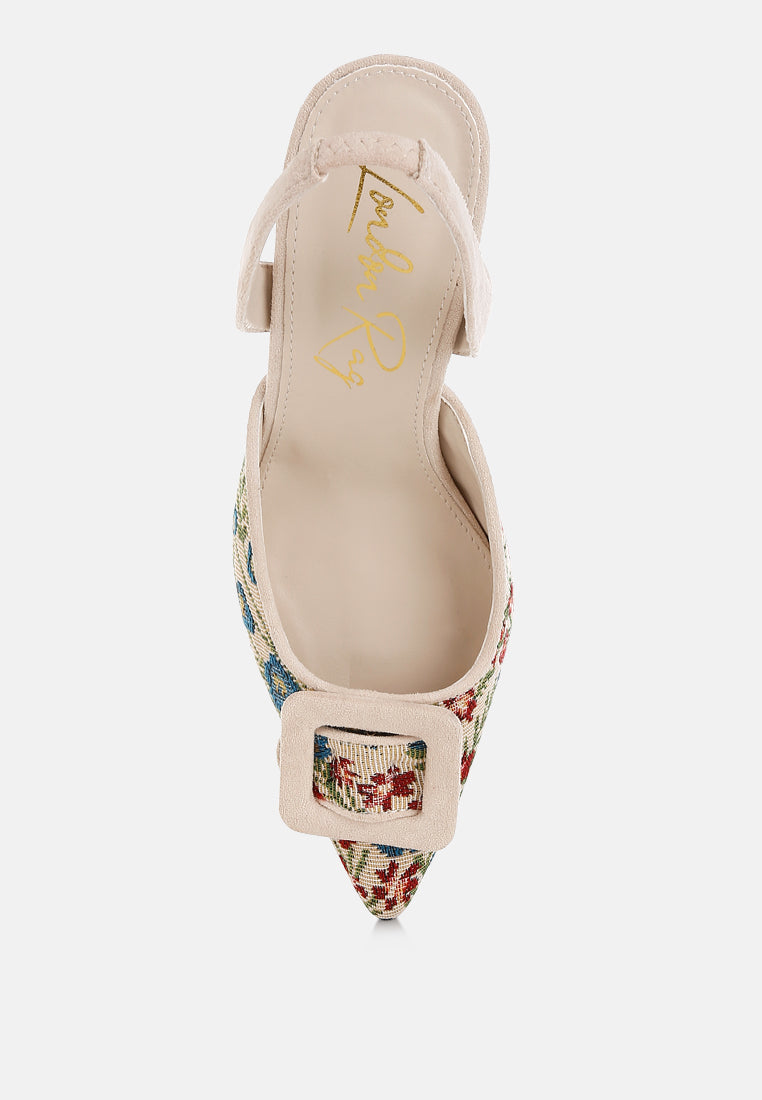 Décolleté Ricamate Stiletto con Fibbia e Slingback