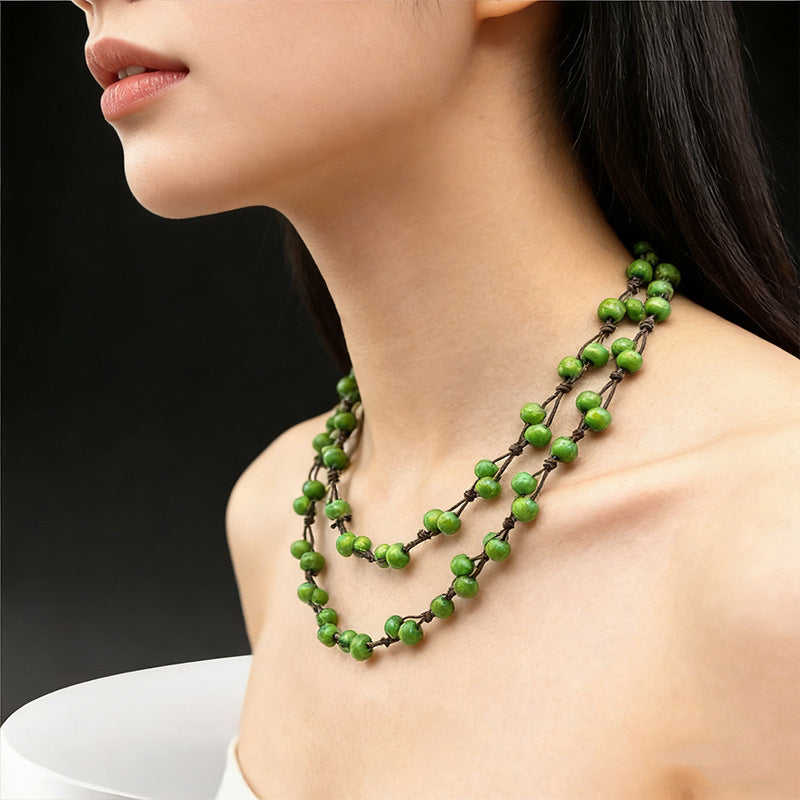 European and American Creative Cross-Border Bohemian Style Multi-Layered Rice Bead Long Necklace Retro Long Niche Versatile Necklace for Women