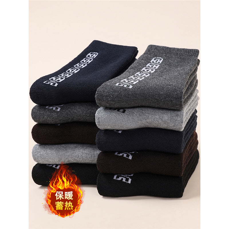 Winter thick socks men's autumn and winter fleece-lined pattern men's socks adult autumn and winter fleece-lined warm
