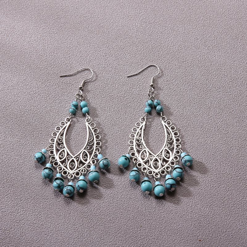 Bohemian Turquoise Earrings European and American Retro Owl Geometric Dreamcatcher Feather Tassel Earrings Women