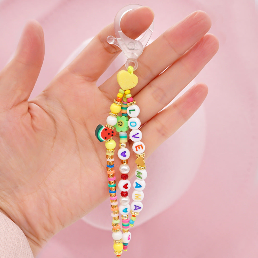 Factory direct supply handmade beaded mobile phone lanyard, Bluetooth speaker lanyard, flashlight, fan, selfie stick, U-disk sling