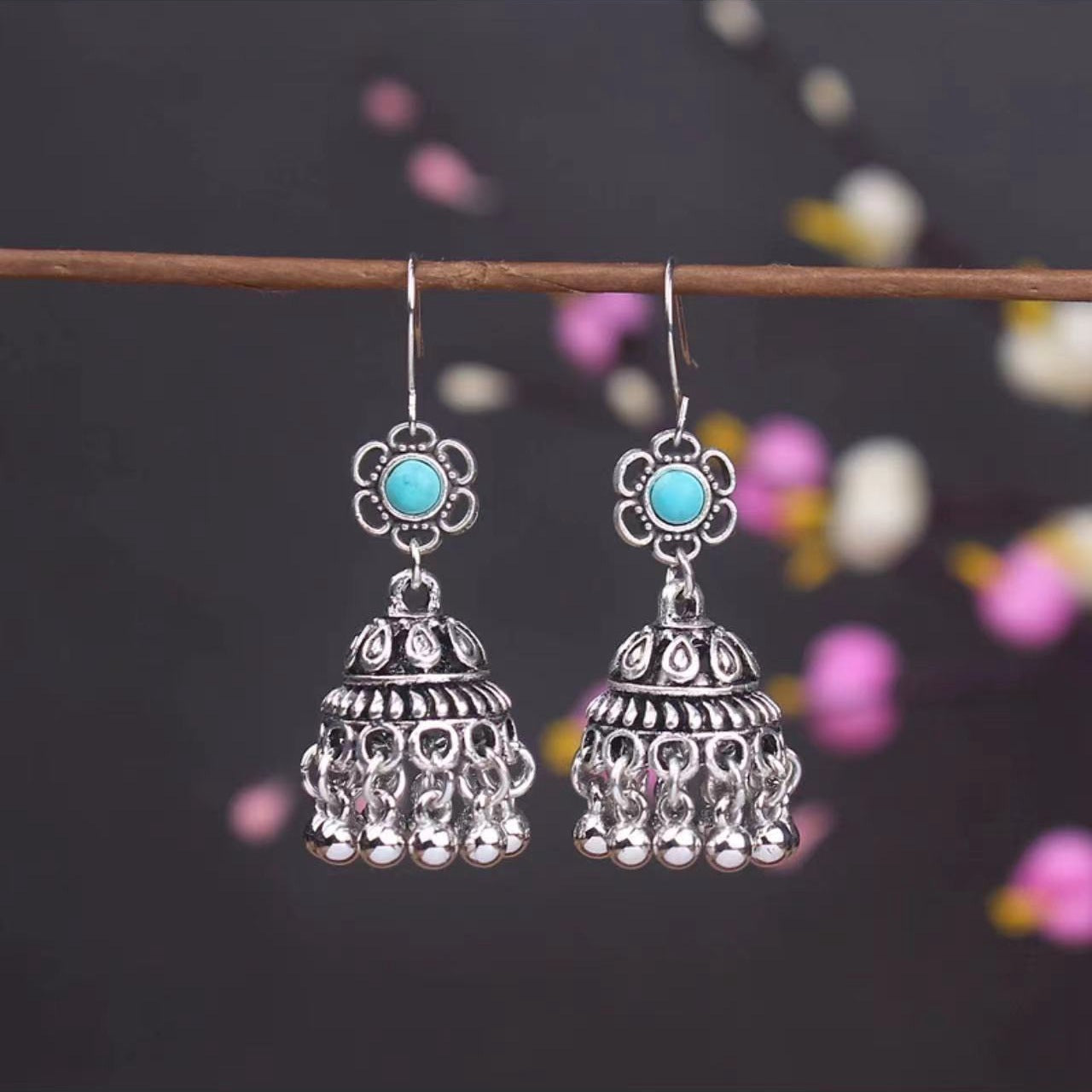 Bohemian Turquoise Earrings European and American Retro Owl Geometric Dreamcatcher Feather Tassel Earrings Women