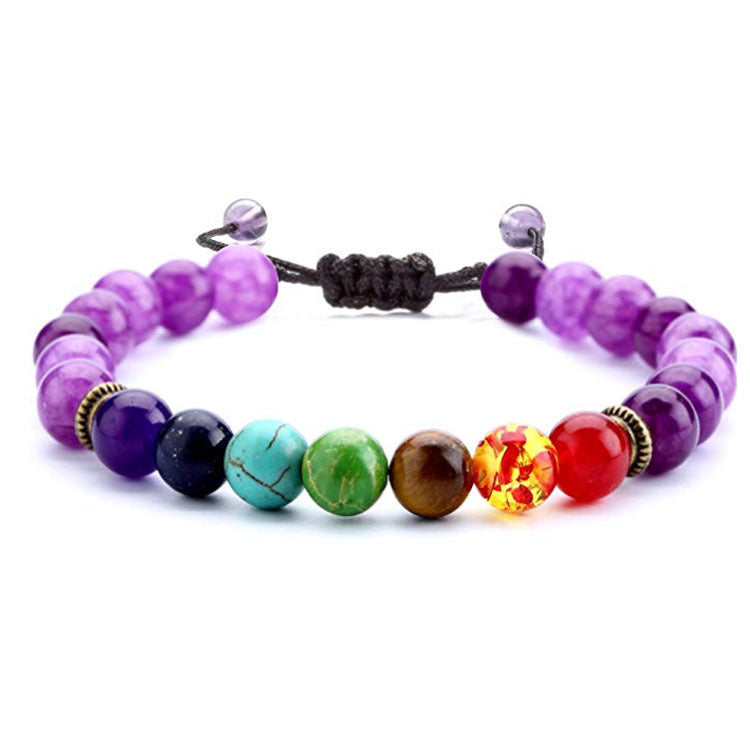 Cross-border hot sale natural stone 8mm beaded bracelet fashion Joker white pine amethyst bracelet manufacturers in stock wholesale