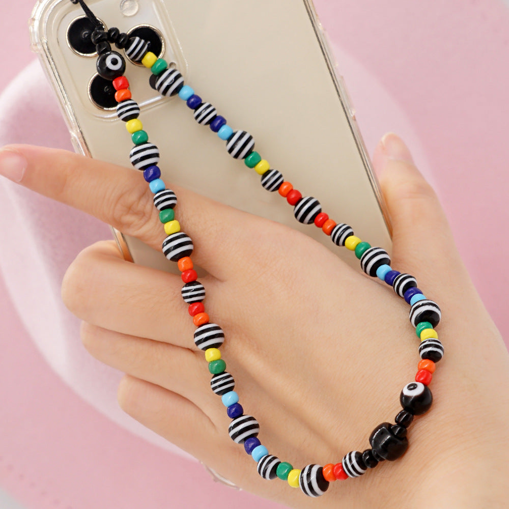 Factory direct supply handmade beaded mobile phone lanyard, Bluetooth speaker lanyard, flashlight, fan, selfie stick, U-disk sling