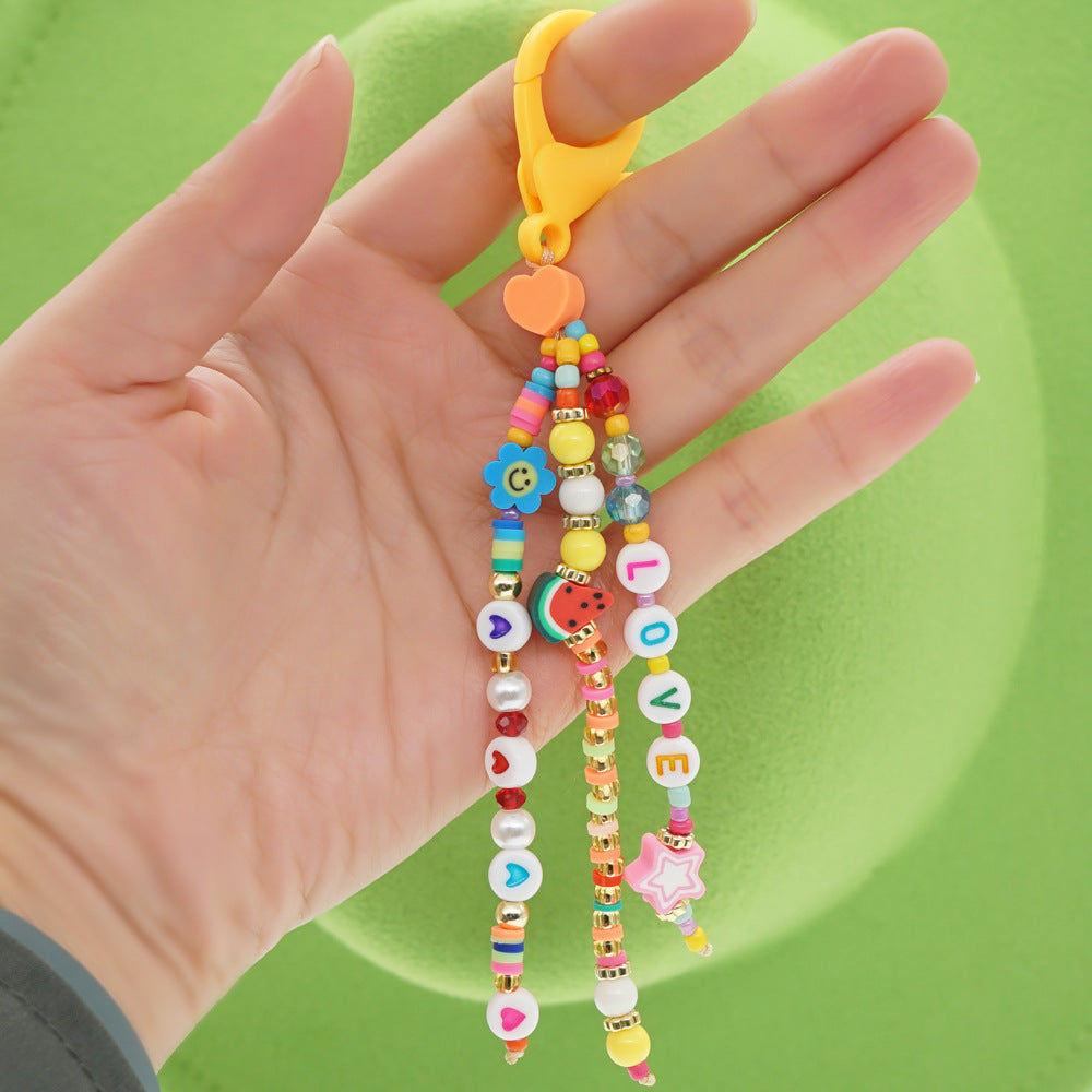 Factory direct supply handmade beaded mobile phone lanyard, Bluetooth speaker lanyard, flashlight, fan, selfie stick, U-disk sling