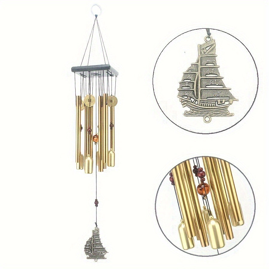 Cross-border explosions six-tube retro classic metal wind chime high sense aluminum tube metal hanging decoration home decoration wind chime