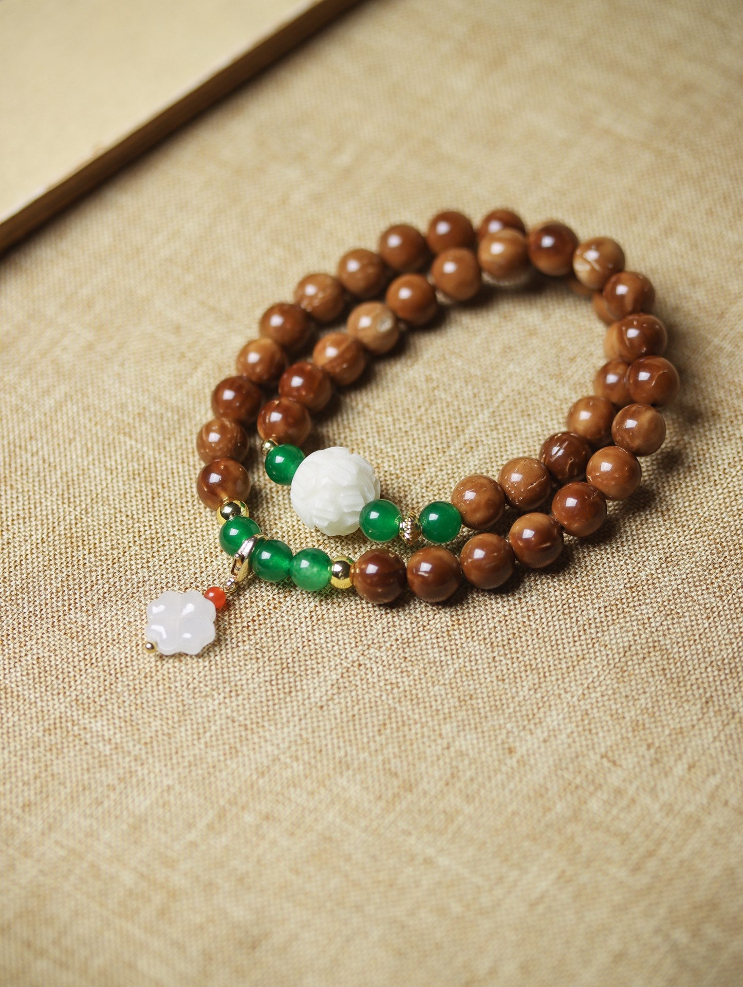Natural Cook Bodhi Root DIY Woven Handheld Chain Plate Wen Play Chanting Bead String Men's and Women's Long Hanging Pendant