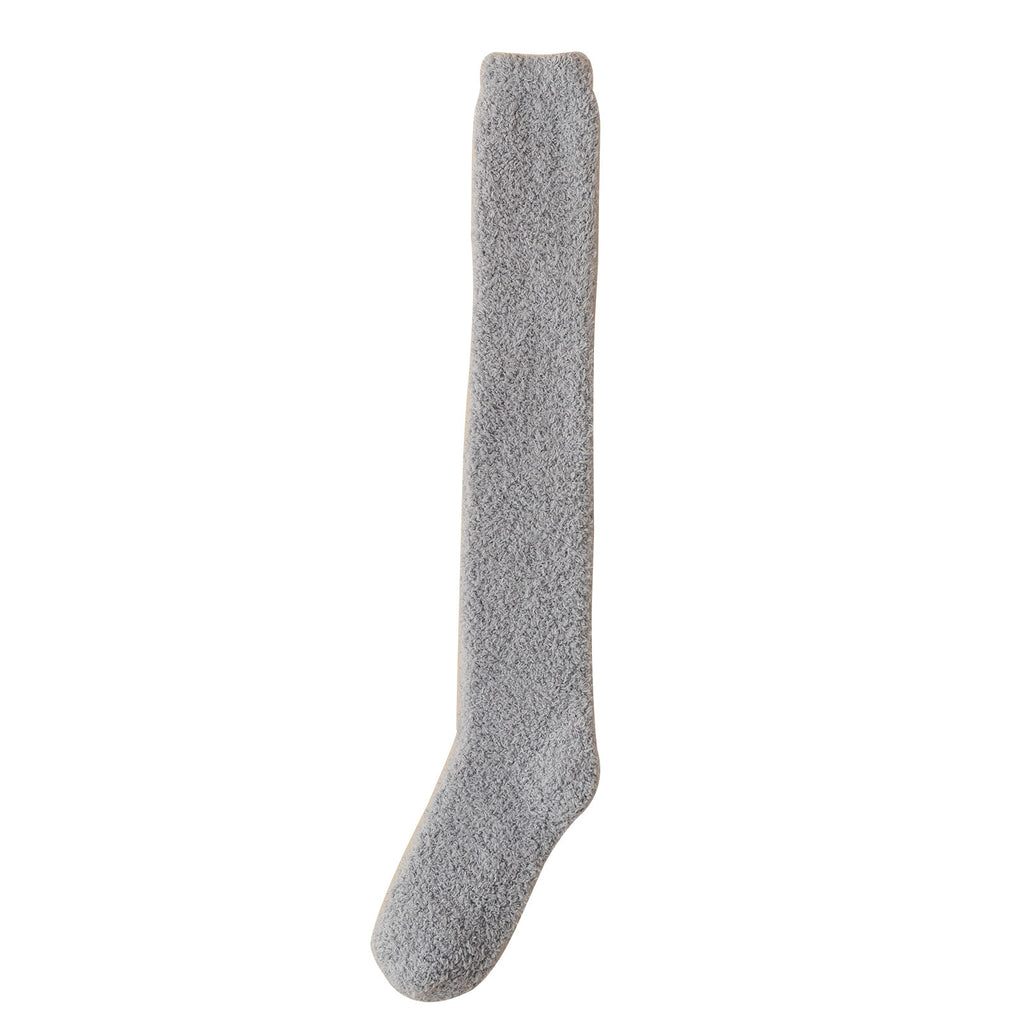 Coral velvet socks women's knee socks autumn and winter fleece-lined thick long tube warm floor sleep calf socks high socks