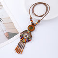 New Chinese-style Beautiful Ethnic Long Woolen Chain Hand-woven Retro Chinese-style Tassel Necklace Pendant