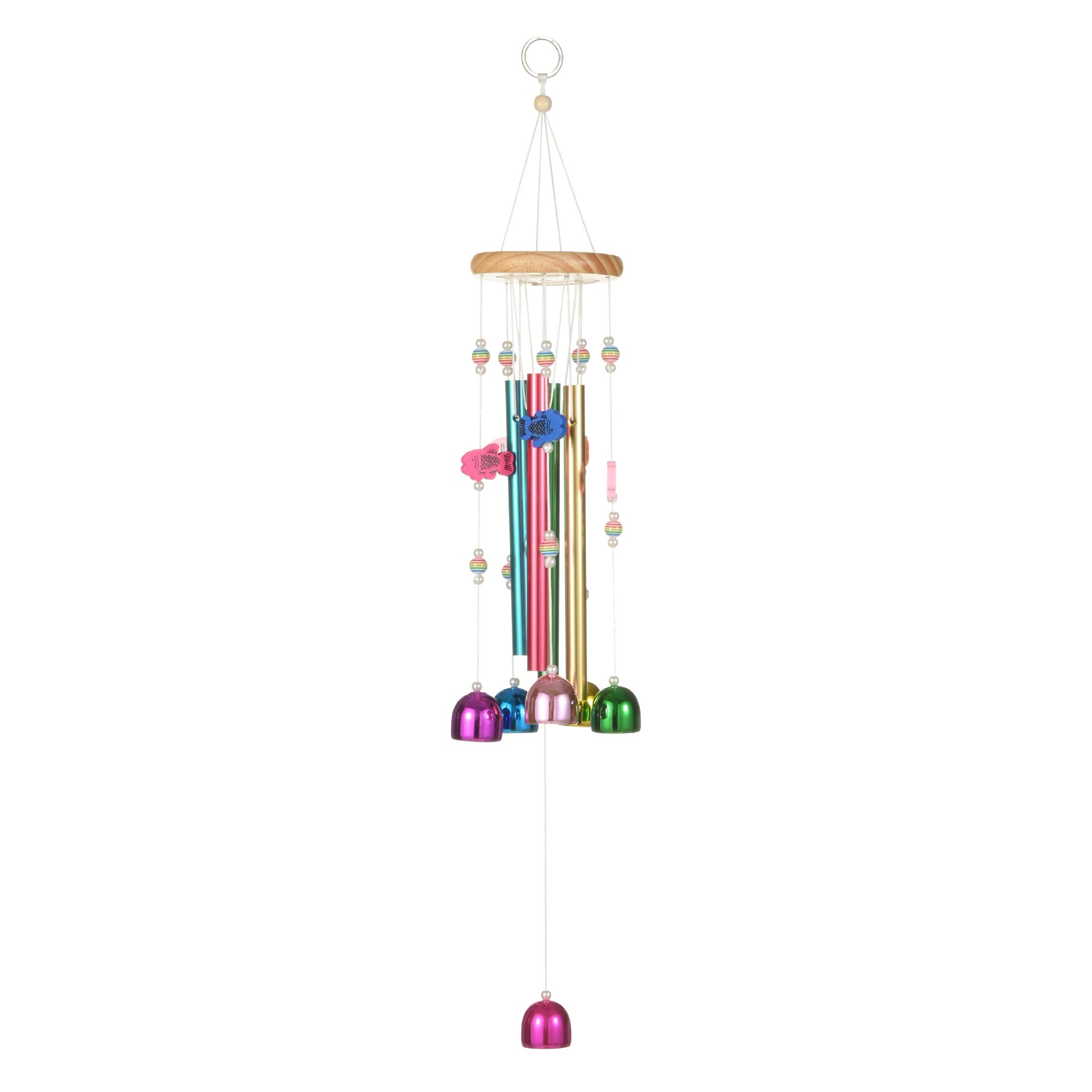 Cross-border Hot Colorful Bell Wind Bell Solid Wood Aluminum Tube Home Balcony Hanging Wind Bell Decoration Wall Decoration Wholesale