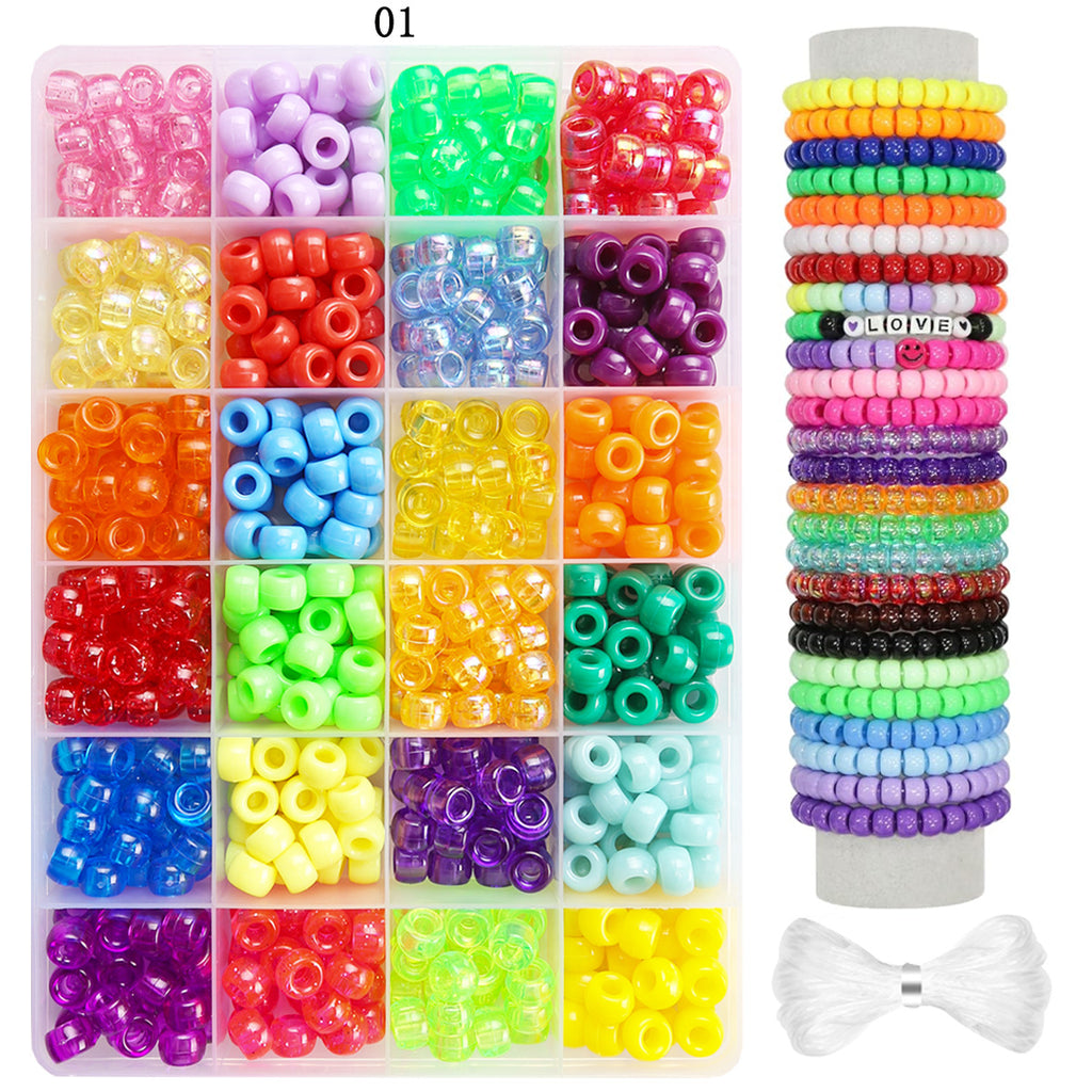 Cross-Border Bucket Beads DIY Accessories Kidsren's Pony Beads DIY Bracelet Jewelry Accessories Material Package Full Set