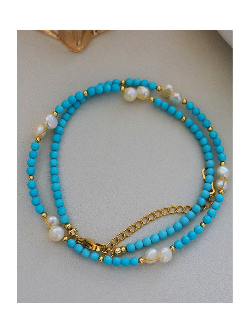 New Chinese Color Oil Dropping Enamel Natural Stone Beaded Necklace Entry Luxury High Fashion Exquisite All-match Clavicle Chain for Women