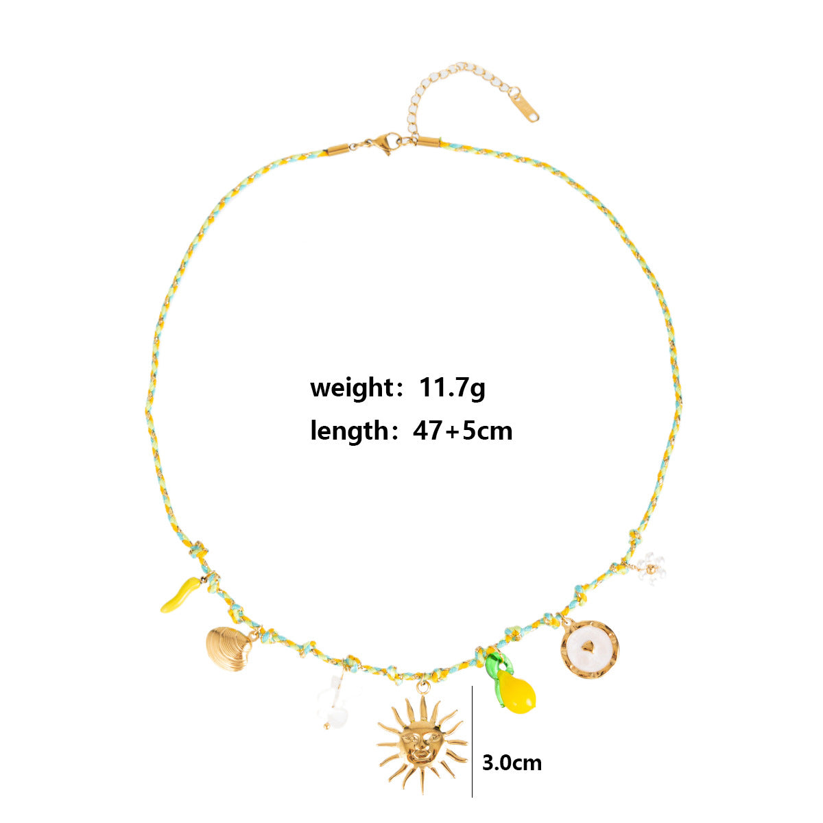 Stainless Steel Personalized DIY Multi-Pendant Necklace European and American Fashion Sun Moon Shell Ceramic Hand-Woven Chain Ins