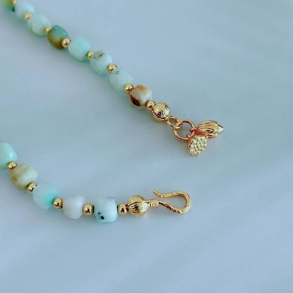European and American Color Natural Stone Necklace Handmade Beaded Light Luxury Niche Qingdao Foreign Trade Advanced Accessories Clavicle Chain