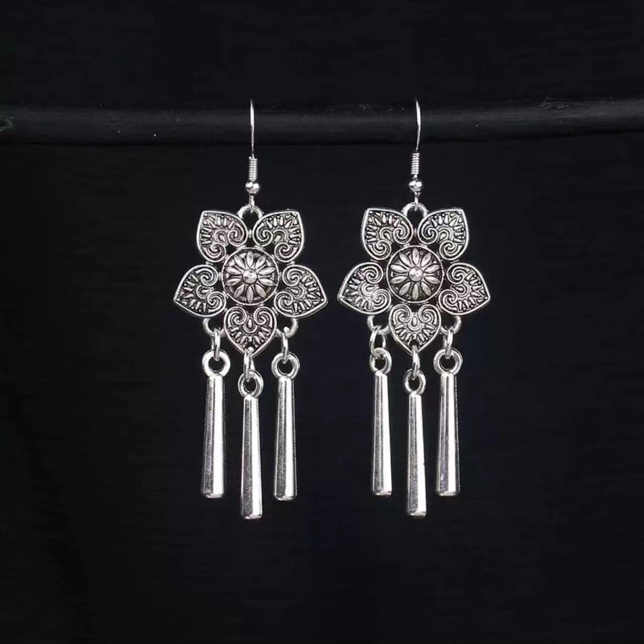 Bohemian Turquoise Earrings European and American Retro Owl Geometric Dreamcatcher Feather Tassel Earrings Women