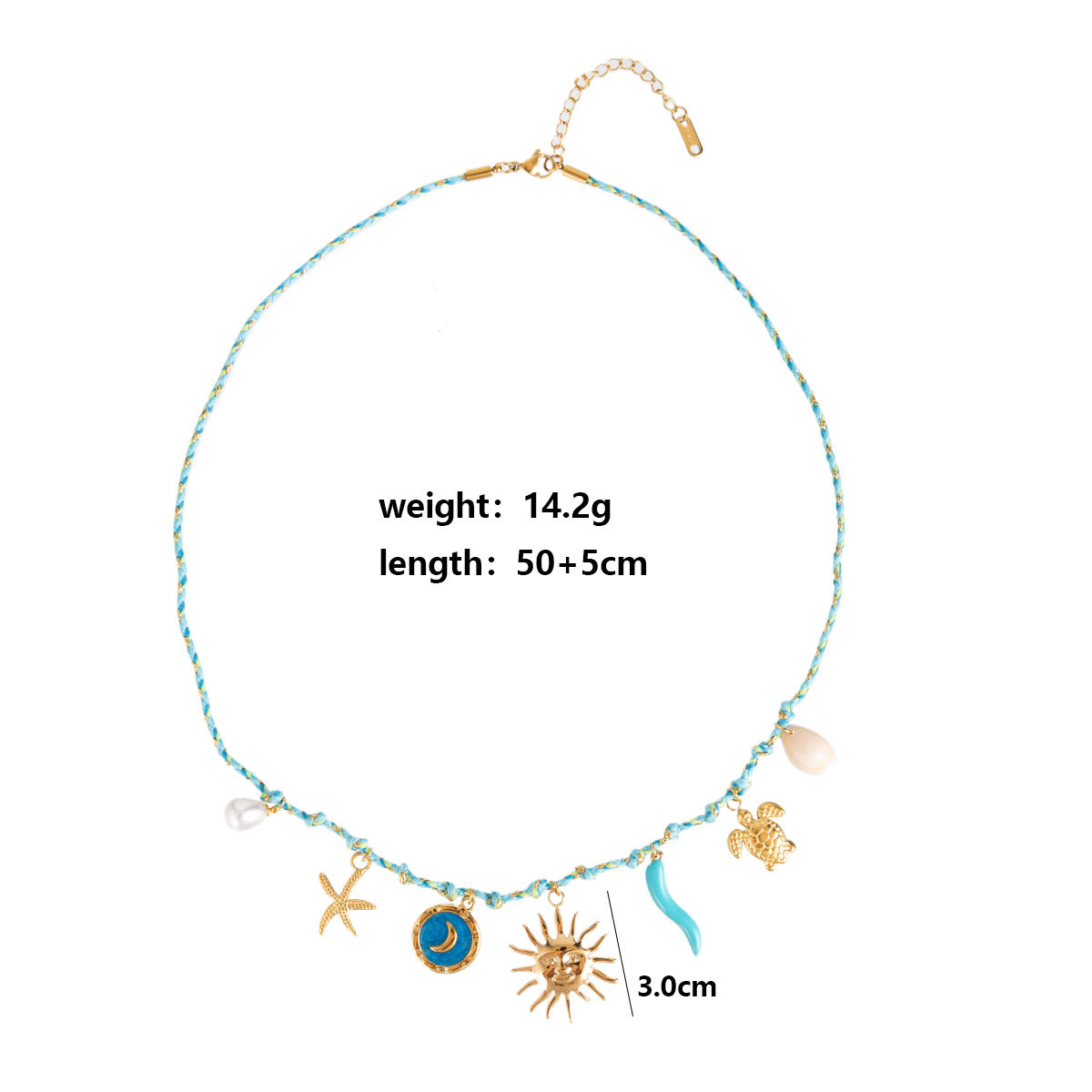 Stainless Steel Personalized DIY Multi-Pendant Necklace European and American Fashion Sun Moon Shell Ceramic Hand-Woven Chain Ins