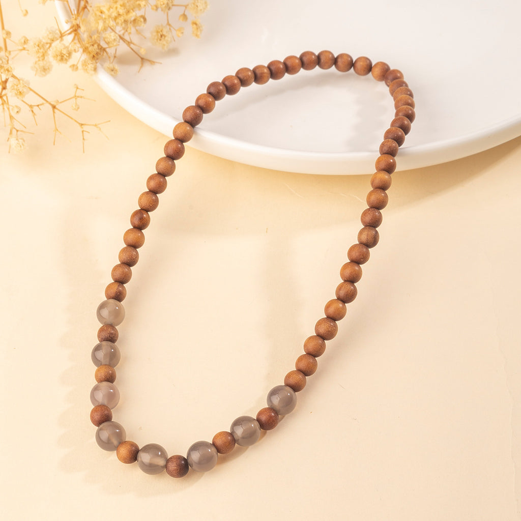 New Chinese Style Natural Gray Agate Sandalwood Bracelet for Girls, Multi-Circle Beaded High-End Wholesale Bracelets for Stalls